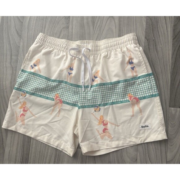 Duvin Swim Trunks Mens Size Large 4” Beach Volleyball Swimsuit Lined Drawstring - Picture 1 of 14